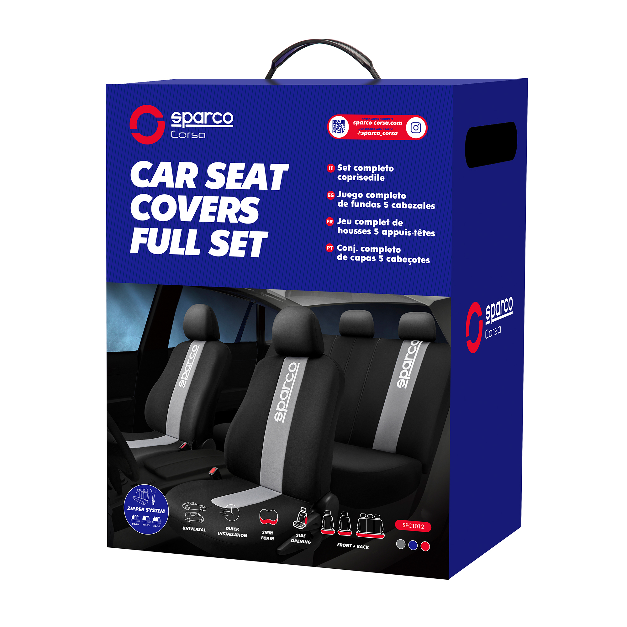 SPARCO Seat Covers Sport (Black & Grey) - WOOLF_ID